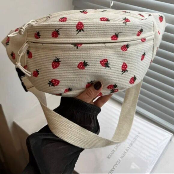 🎁3/$30🎁 Corduroy Crossbody Strawberry Print Belt Bag | Christmas Gifts For Her - Picture 14 of 16